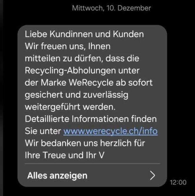 Man sieht eine Textnachricht.